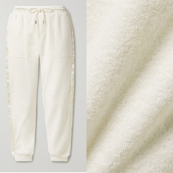 ATM Loop Cream Satin French Cotton Terry Pull-on Chalk Jogger Track Pants NWT - Picture 5 of 14